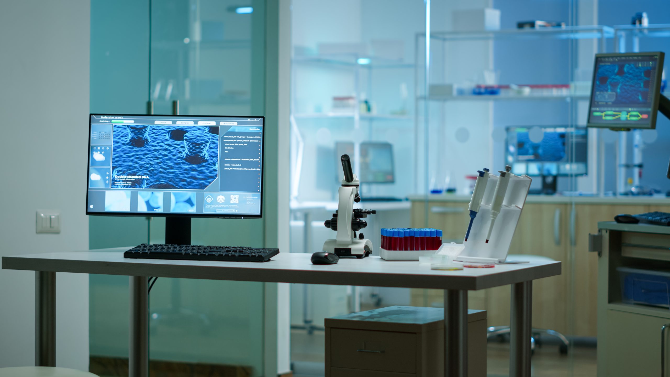 Modern empty biological applied science laboratory